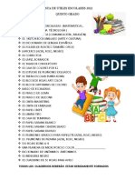 Lista de Utiles Escolares de Quinto Grado de Primaria 2022..