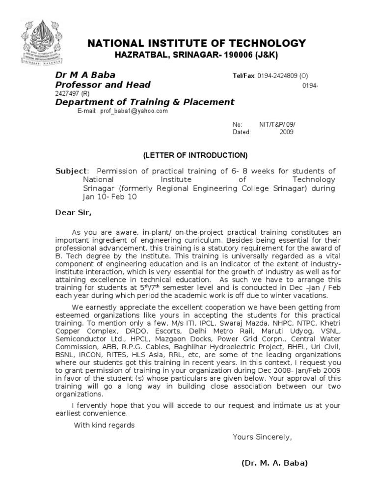 Training Letter | PDF | Career And Technical Education | Science And ...