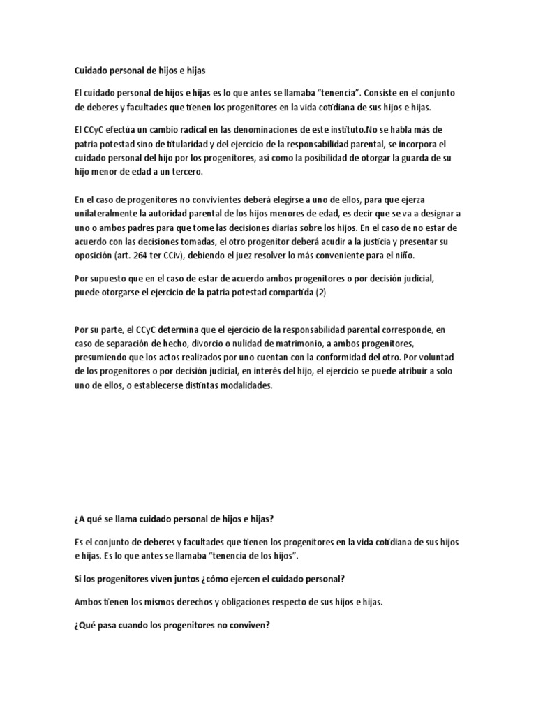 Cuidado Personal de Hijos e Hijas | PDF | Instituciones sociales | Justicia