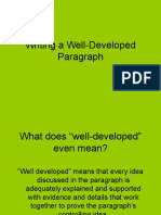 Well Developed ParagraphsI
