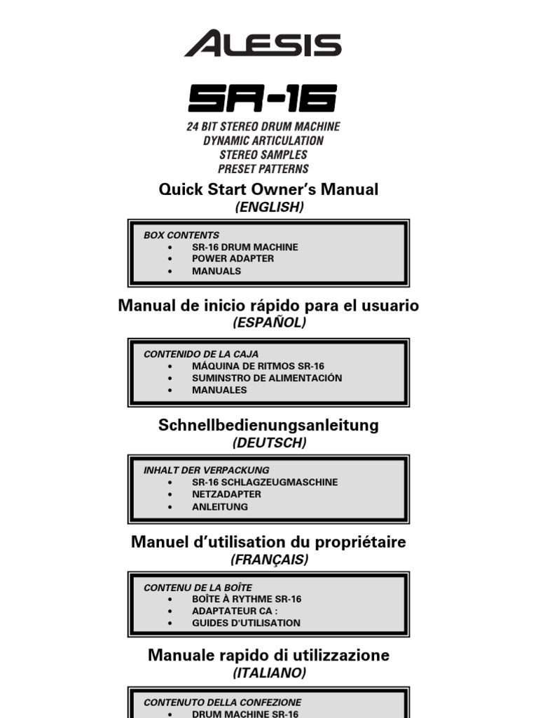 Manual SR 16 Alesis PDF Musical Forms Music Technology
