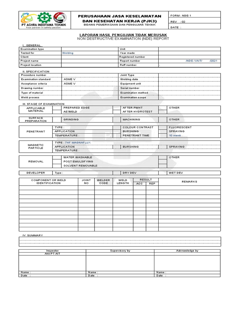 Non-Destructive Examination Report | PDF | Construction | Welding
