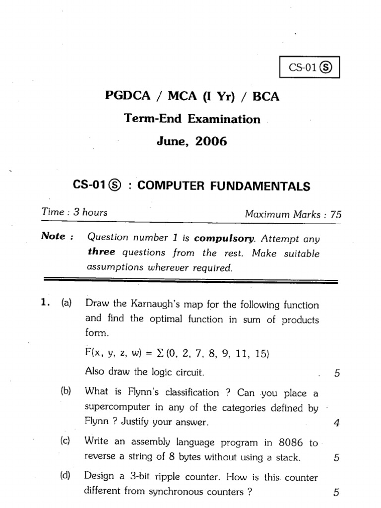 Computer Science Exam Papers 2006 | PDF | Cpu Cache | Central ...