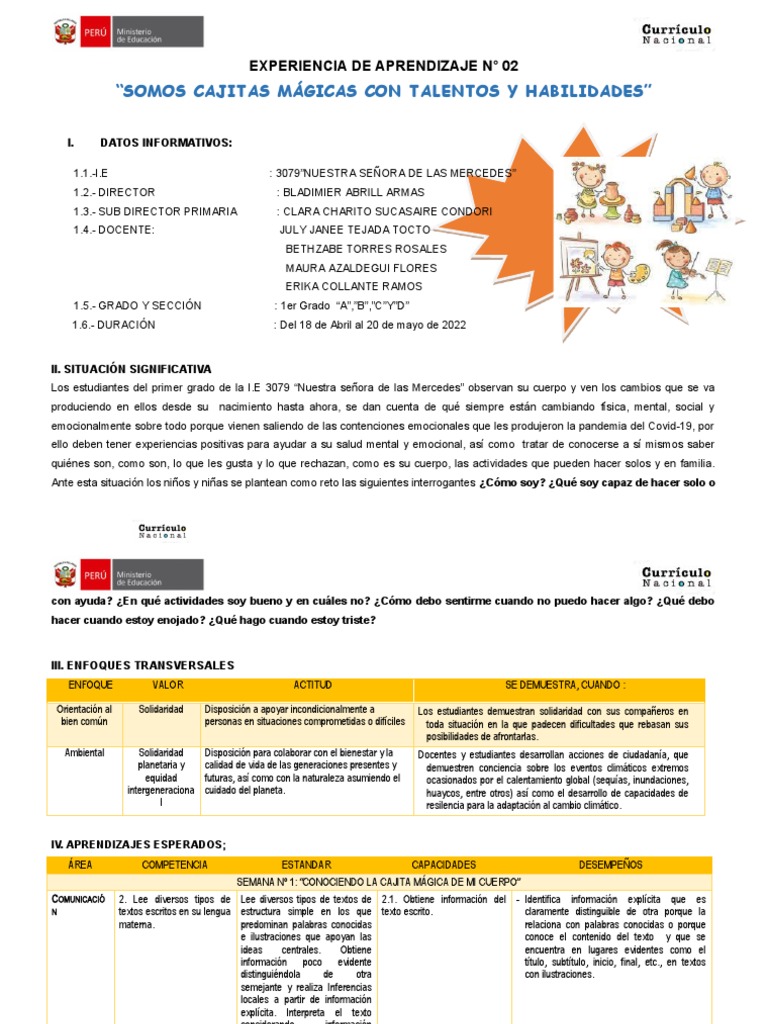 Talentos y Habilidades en 1er Grado | PDF | Las emociones | Organismos