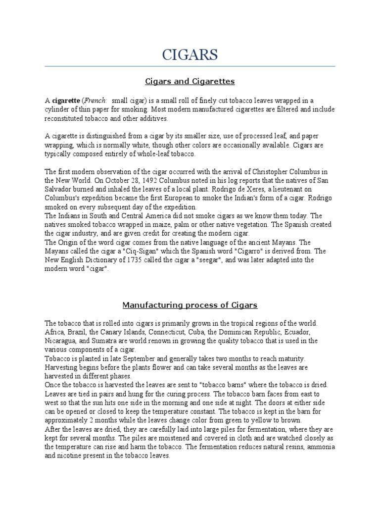 Cigars and Cigarettes | PDF | Cigar | Cigarette