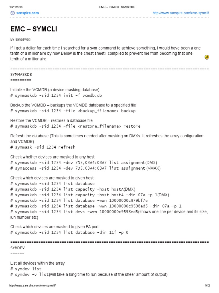 EMC - SYMCLI Cmds | PDF | Information Technology Management | System ...
