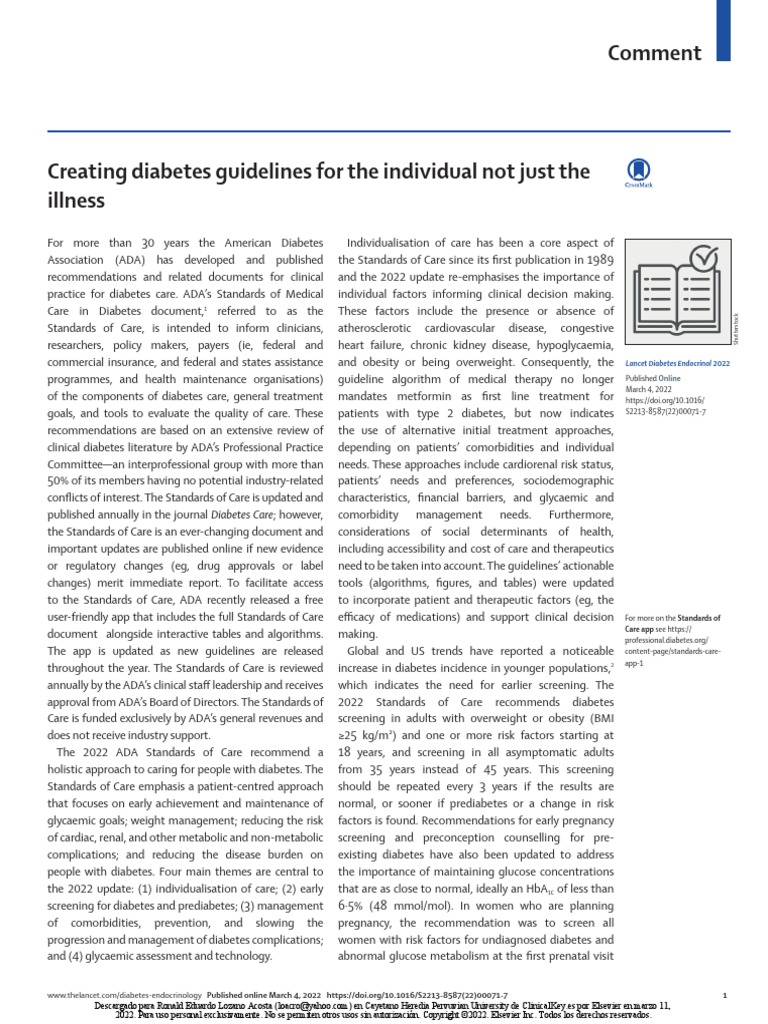 Comment Lancet Diabetes Endocrinol 2022 PDF Diabetes Management