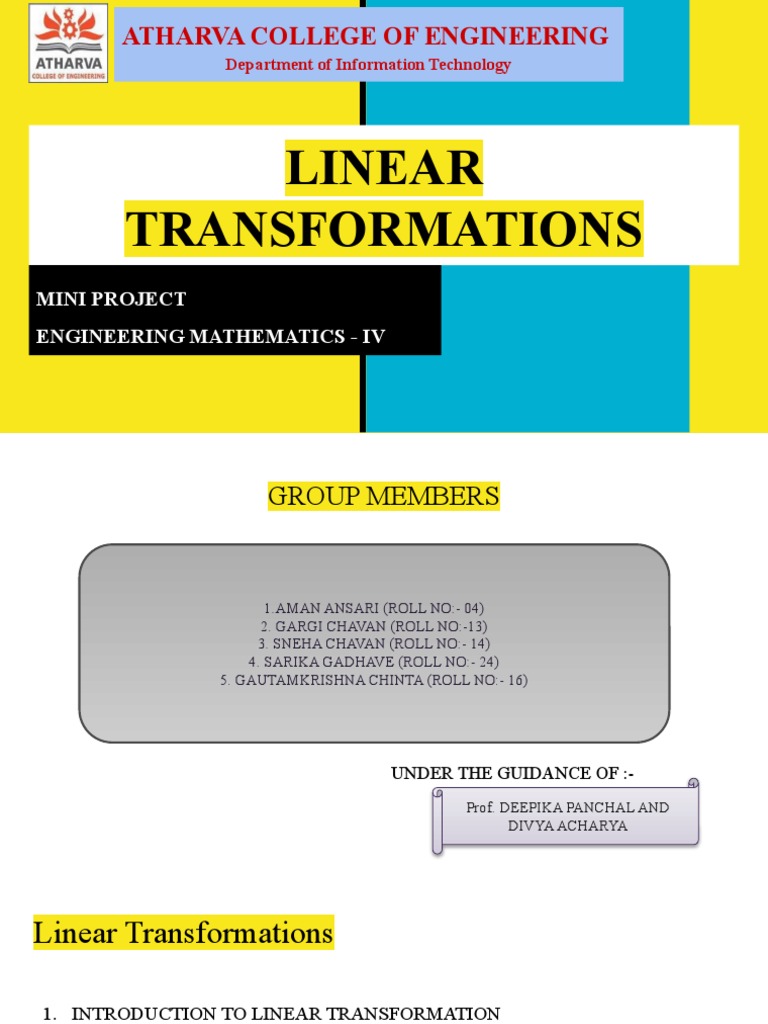 Mini Project on Linear Transformations: An Analysis of Linear ...