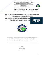 Reglamento de Elaboracion de Proyecto de Investigación - Sessoma 2021