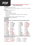 SCHOOL YEAR (2021-2022) A. Contents: I. Vocabulary: From Unit 6 To Unit 9