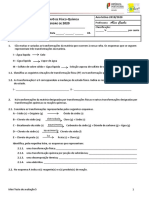 Transformações da Matéria: Teste de Físico-Química