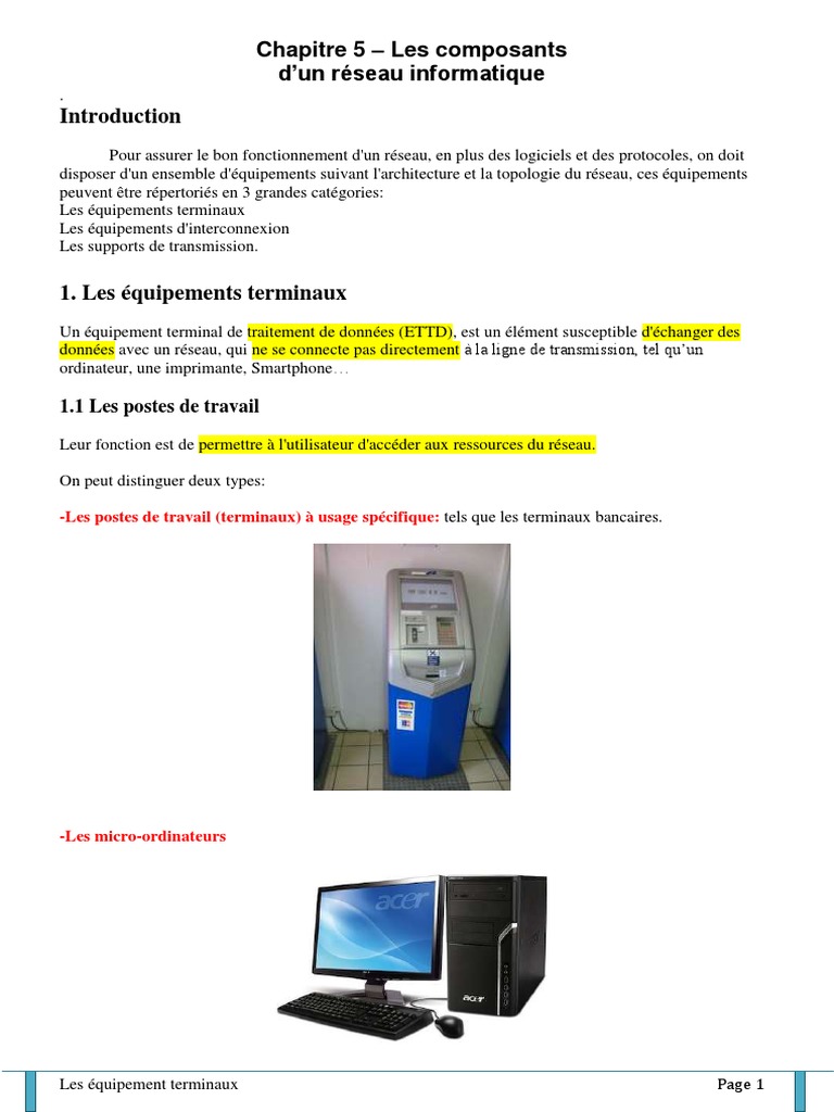 Équipements terminaux en réseau informatique | PDF | Serveur ...