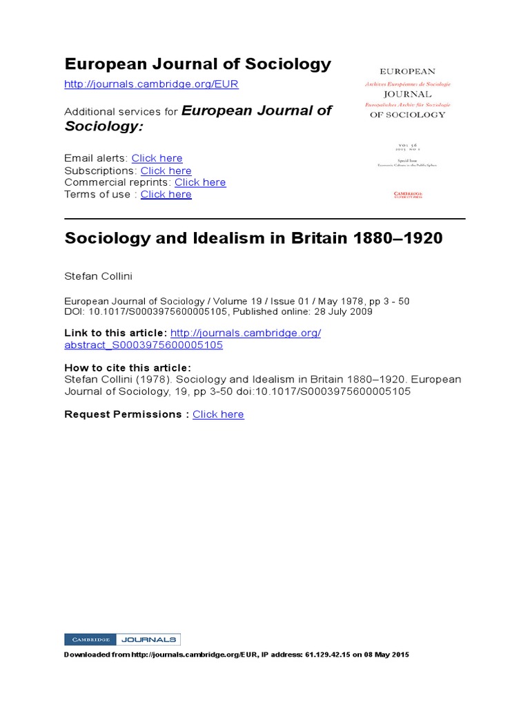 The European Journal Of Sociology