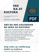 FIL 108 Ugnayan NG Wika at Kultura Sa Usaping Pagsasalin