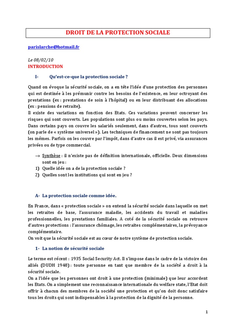 Droit de la Protection Sociale en France | PDF | Sécurité sociale