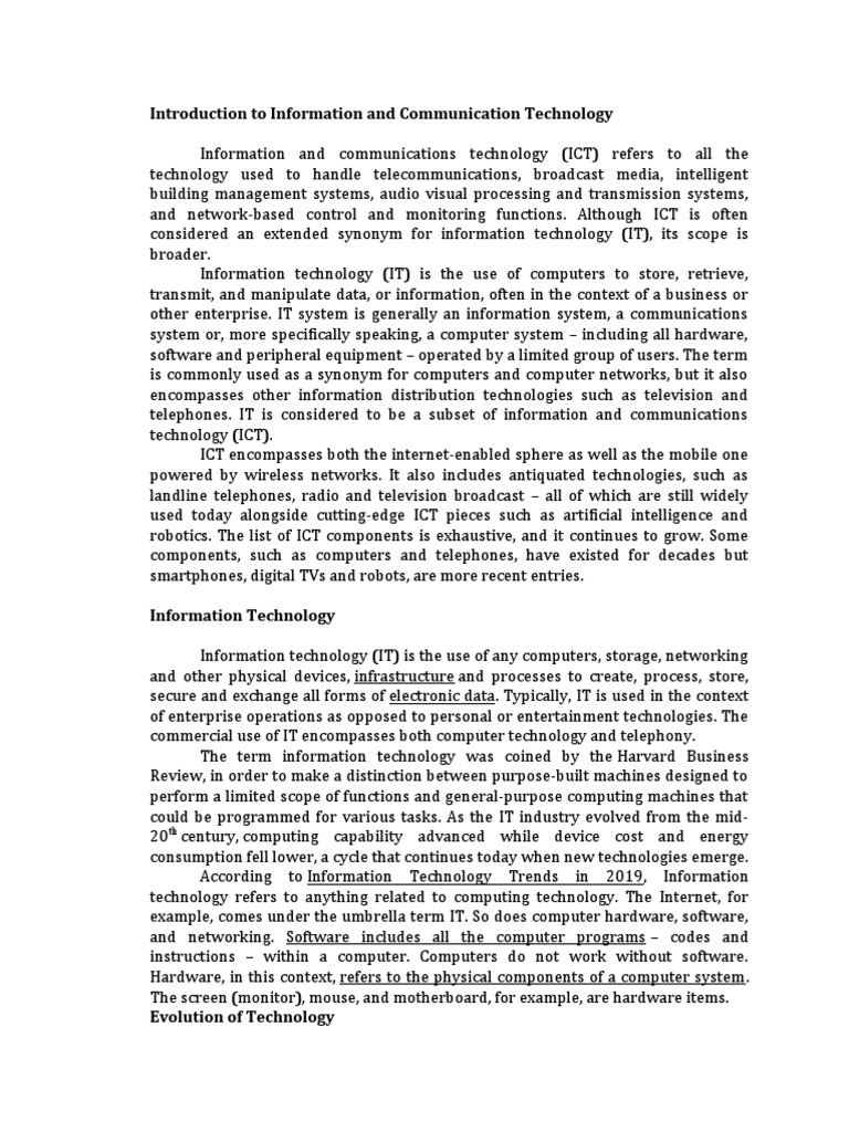 Introduction To Information and Communication Technology | PDF