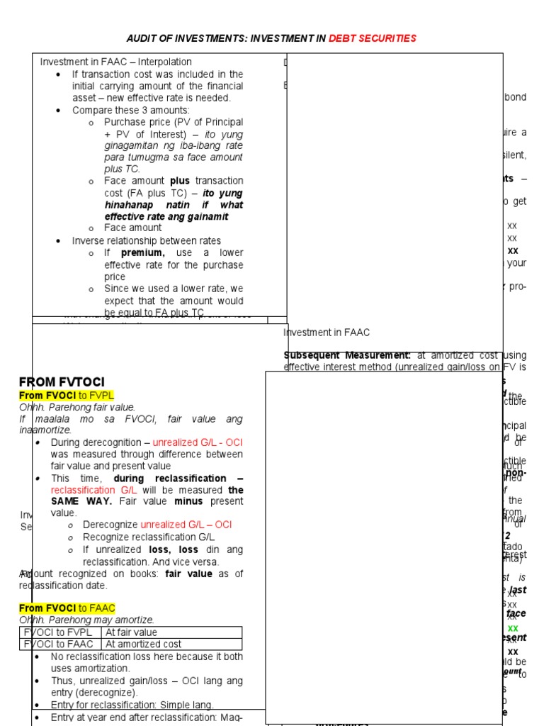 AUDIT OF INVESTMENT Debt Securities PDF Bonds (Finance) Interest