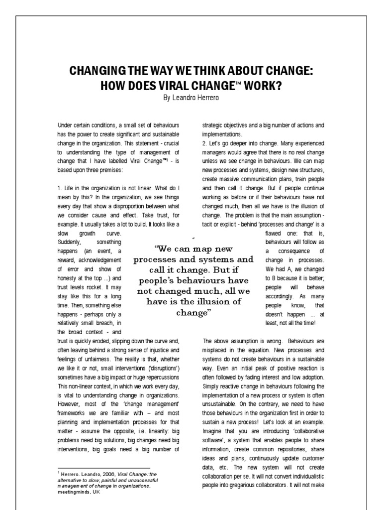Changing The Way We Think About Change - by Leandro Herrero | PDF ...