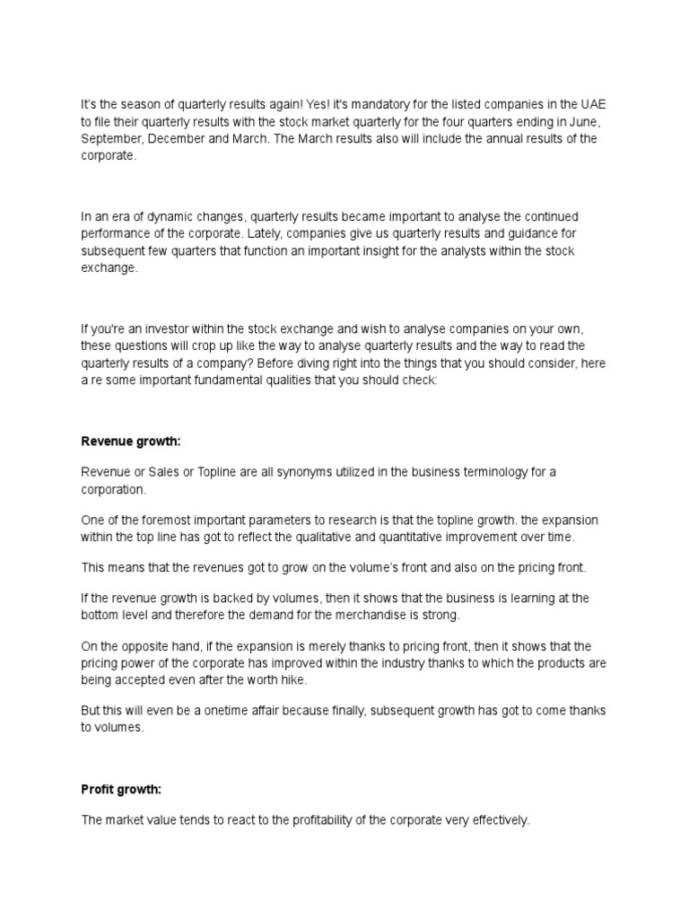 9 important things to consider in quarterly results before investing in