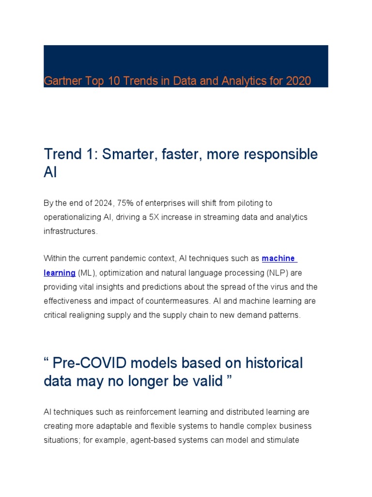 Lesson 13 Gartner Top 10 Trends in Data and Analytics For 2020 | PDF ...