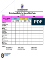 Distribution and Retrieval Log Sheet Per Subject Teacher: Quarter 4 S.Y. 2021-2022
