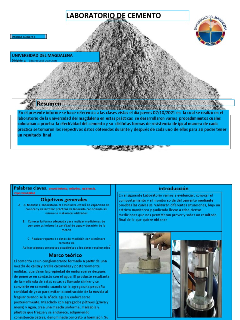Laboratorio de Cemento: Resumen | PDF | Cemento | Materiales