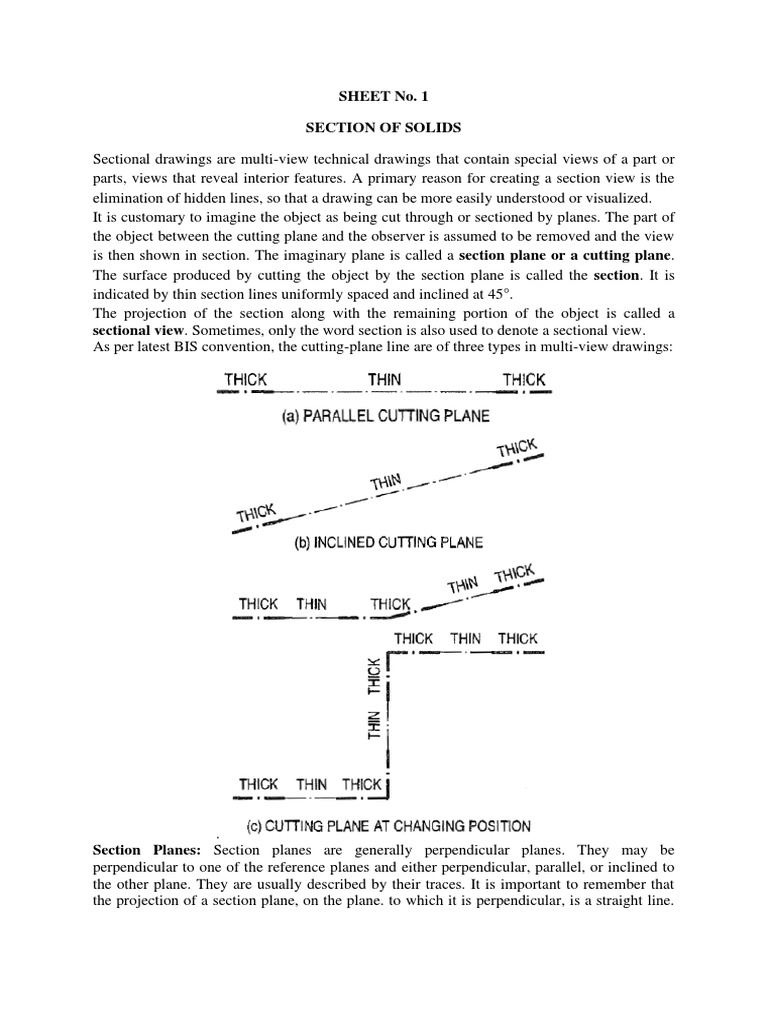 SHEET No 1 (Section of Solids) | PDF | Plane (Geometry) | Geometric Objects