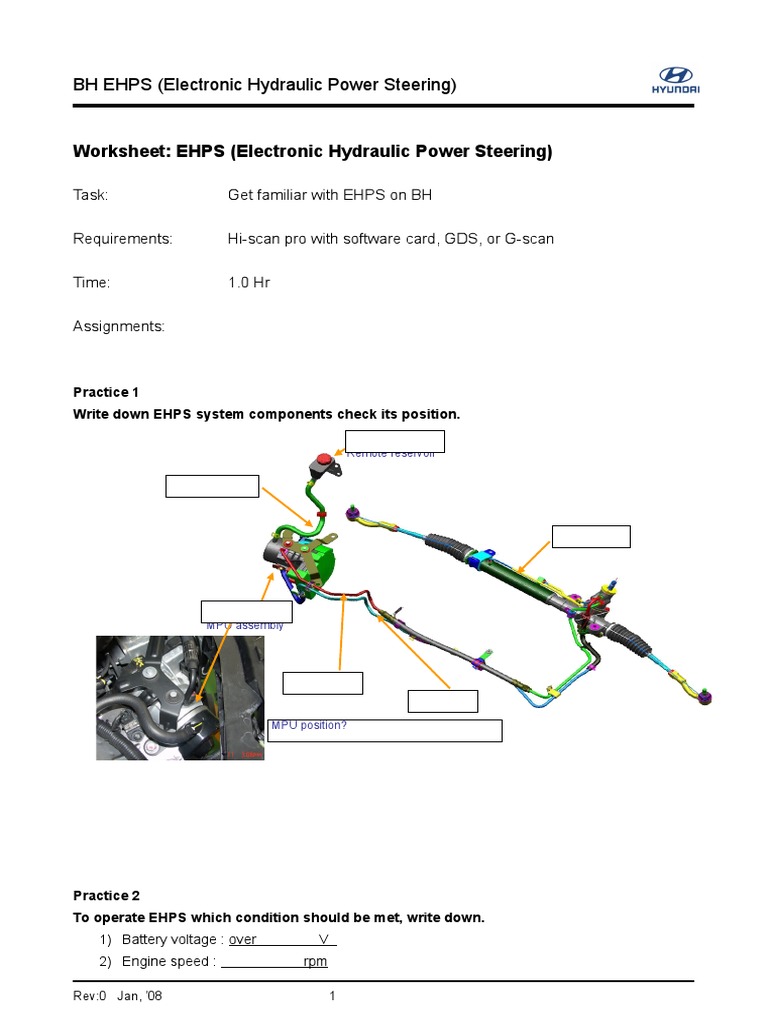 Electronic Hydraulic Power Steering System Training A HandsOn Guide