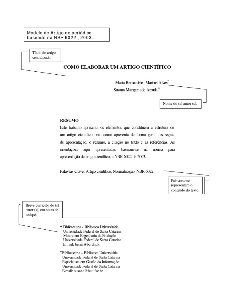 ABNT - NBR 6022 (2003) - Modelo Trabalho Artigo Científico | PDF ...