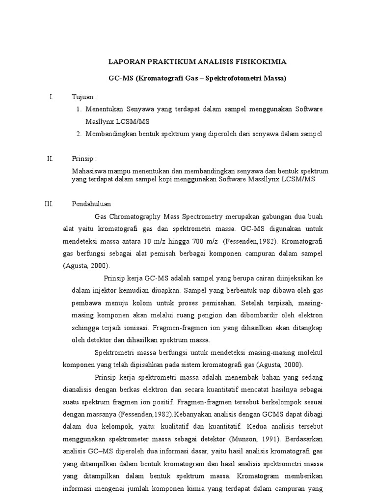 GC-MS (Kromatografi Gas - Spektrofotometri Massa) | PDF