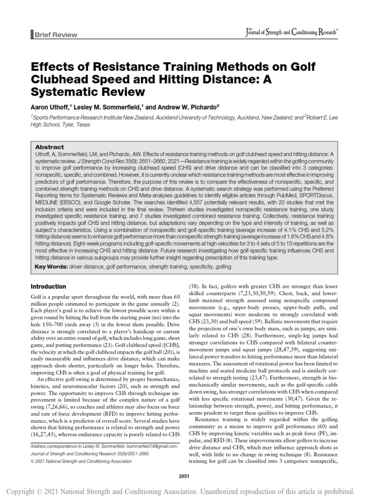Effects of Resistance Training Methods On Golf | PDF | Strength ...