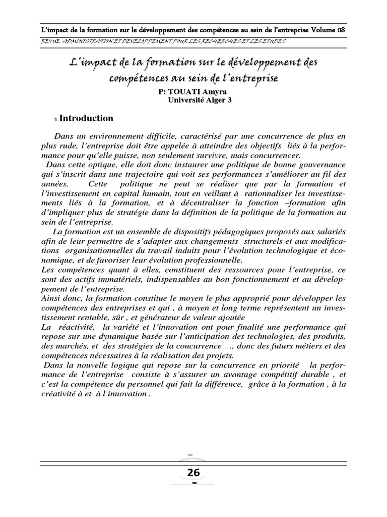Impact de la formation sur les compétences | PDF | Compétence ...