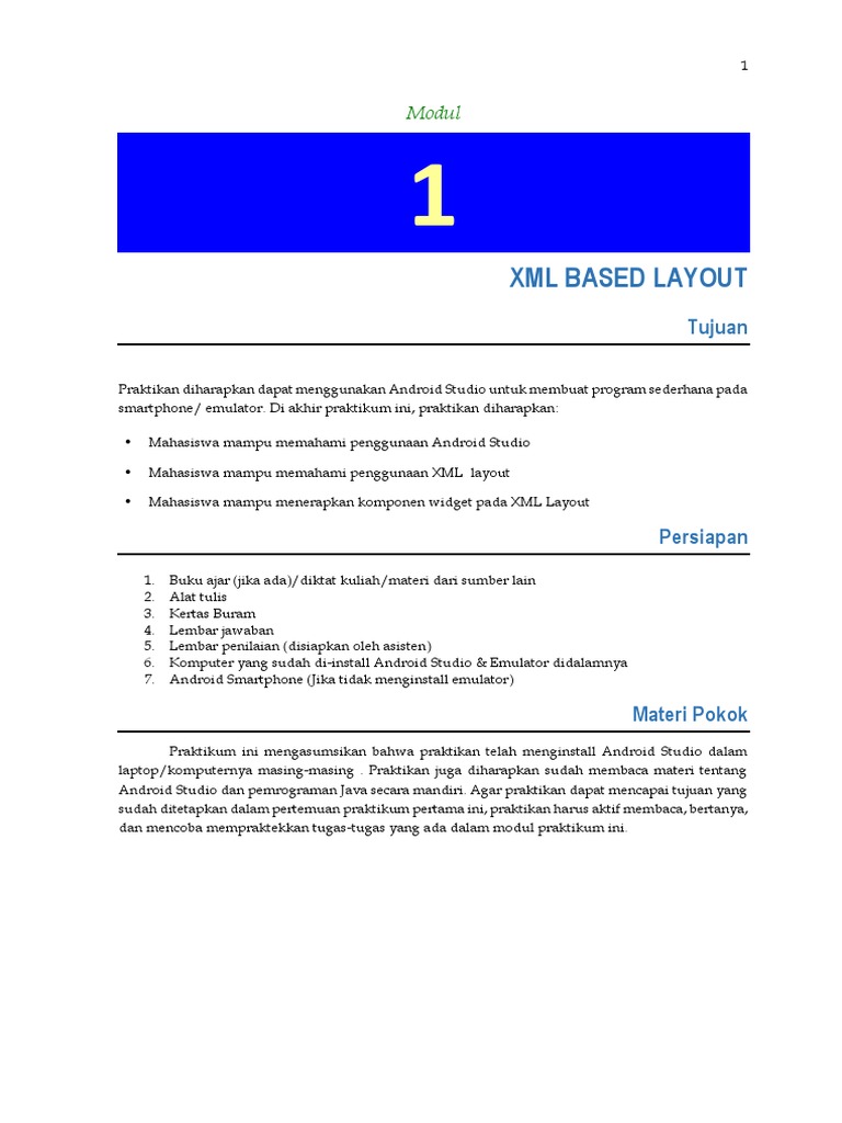 Praktikum XML Layout di Android Studio | PDF | Seni | Komputer