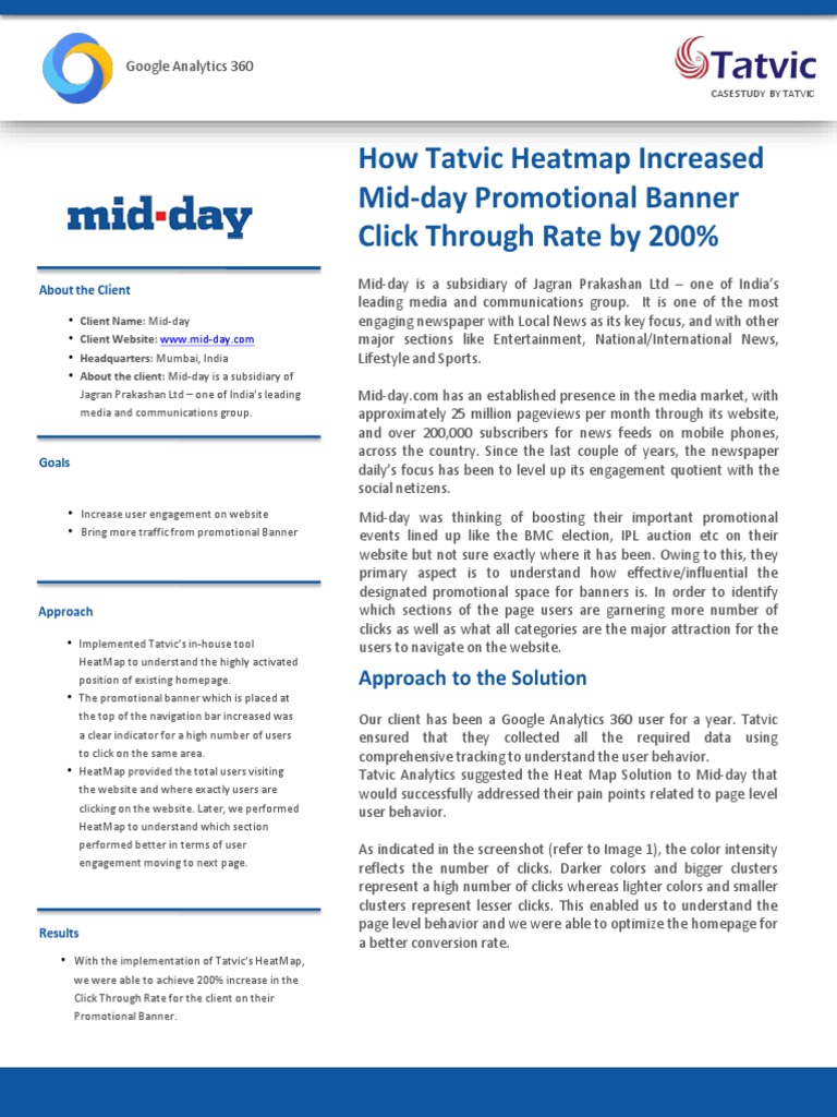 How Tatvic Heatmap Increased MidDay Promotional Banner Click Through