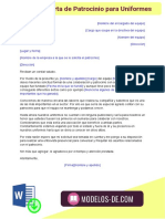 Modelo de Carta de Patrocinio para Uniformes