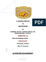 Acknowledgement: A Training Report On Absenteeism