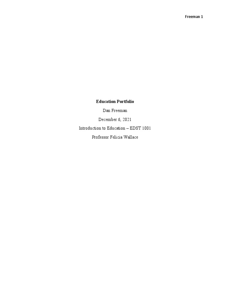 Education Portfolio PDF Teachers Schools