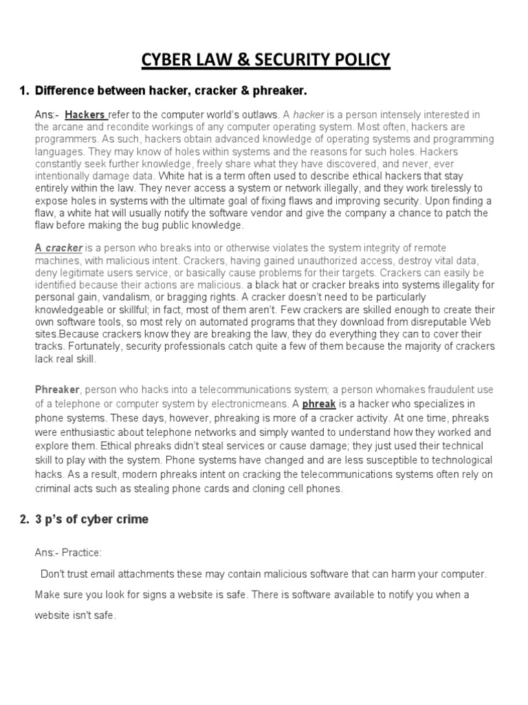 CYBER LAW Notes | PDF | Computer Virus | Phishing