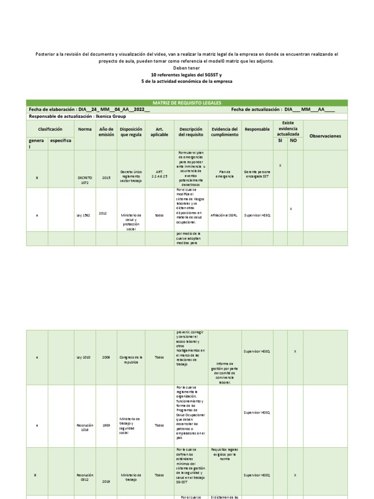 MATRIZ LEGAL ISO 45001 (Autoguardado) | PDF | Seguridad y salud ocupacional
