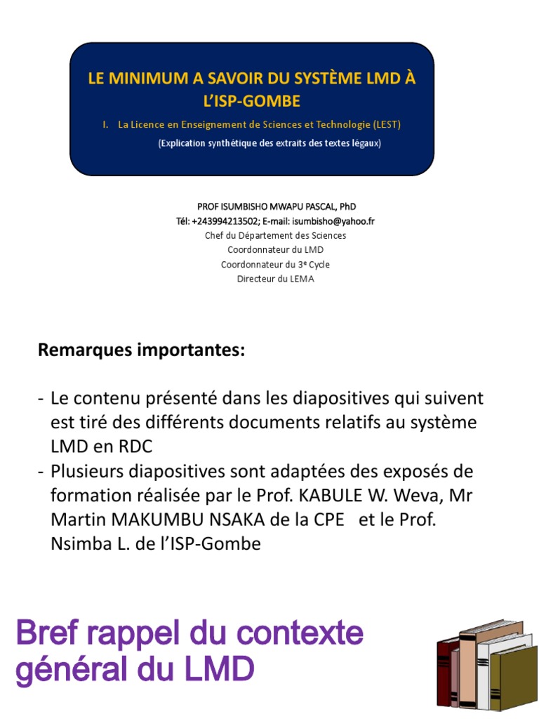 Système LMD en RDC : Guide Essentiel | PDF | Évolution de carrière ...