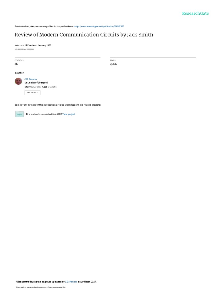 Review of Modern Communication Circuits by Jack Smith PDF Amplifier