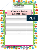 PTA Contribution S.Y 2021 - 2022: Department of Education