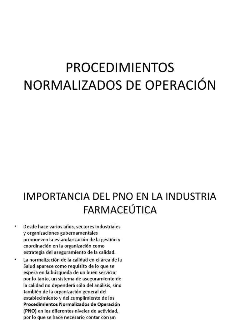 Importancia de los PNO en Farmacias | PDF | Calidad (comercial ...