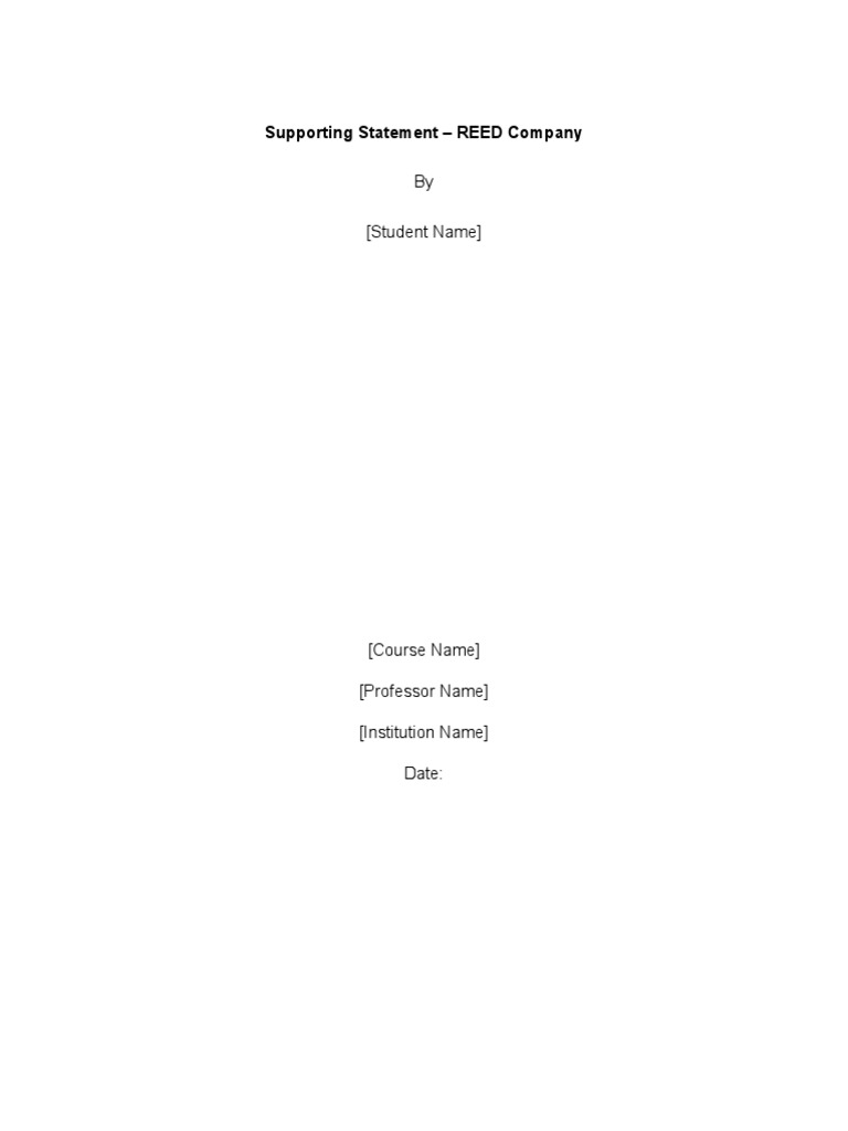 Supporting Statment Reed Company 3200 | PDF | Strategic Management ...