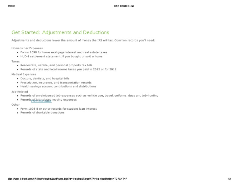 2012TAX - Docs - Needed - H&R Block AFTER W2 | PDF