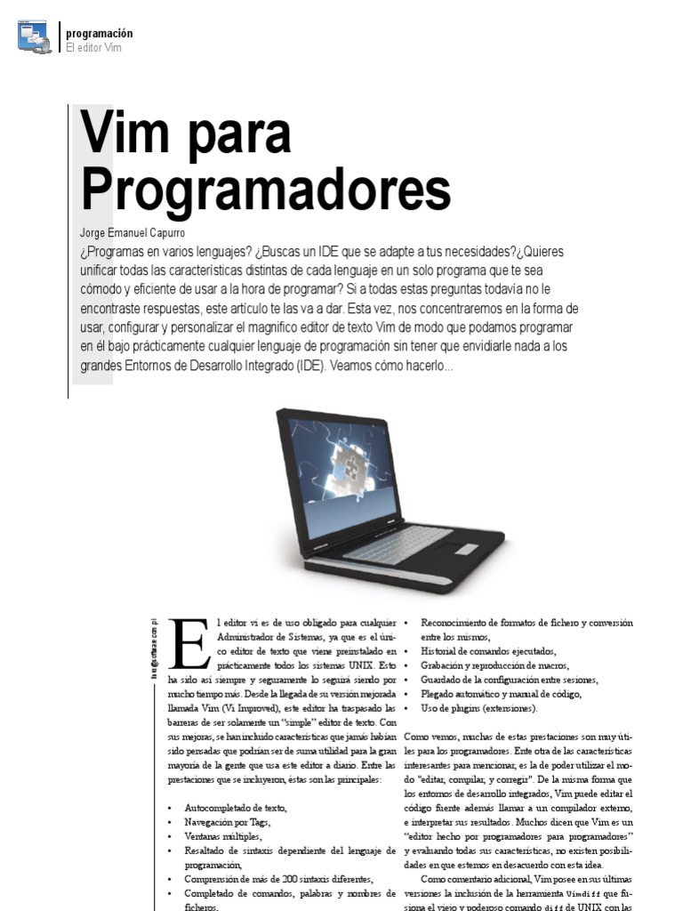 Guía de Uso y Comandos de Vim | PDF | Entorno de desarrollo integrado ...