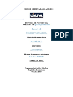 Tarea 1 y 2 de Tecnicas de Entrevista Psicologica