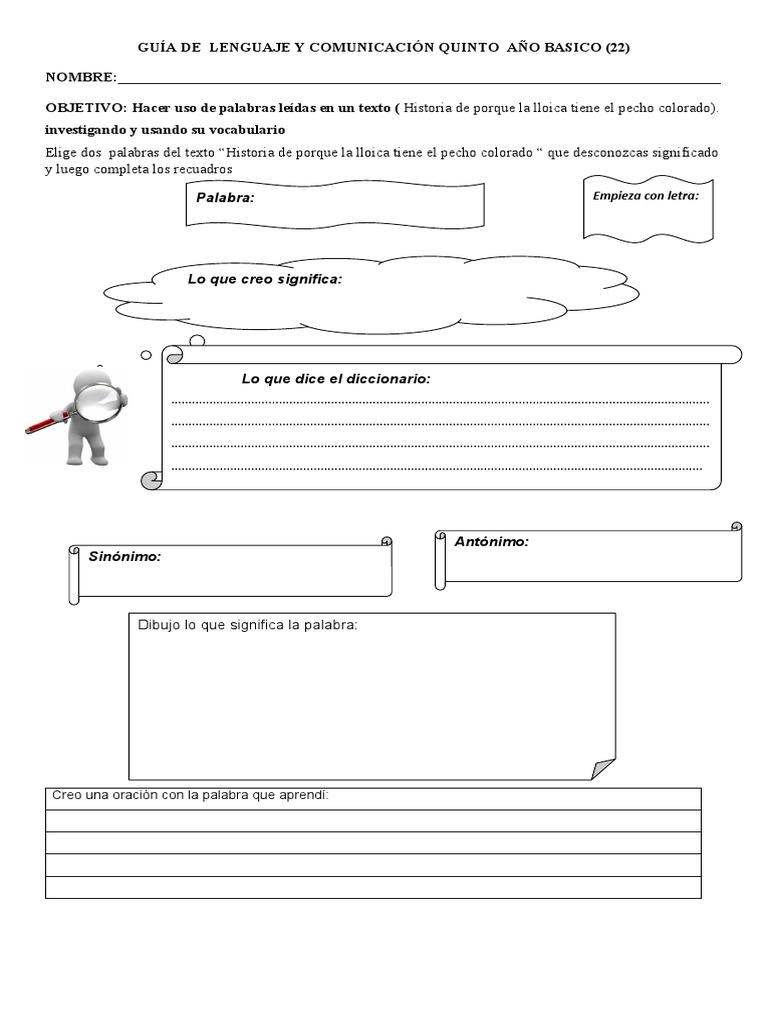 Guía lenguaje y comunicación quinto básico | PDF | Lingüística ...
