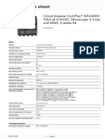 Product Data Sheet: Circuit Breaker Compact Nsx400H, 70ka at 415vac, Micrologic 2.3 Trip Unit 400A, 4 Poles 4D