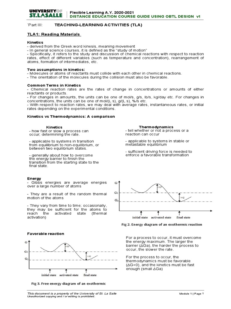 Module 1 of Materials Reading Materials PDF Reaction Rate